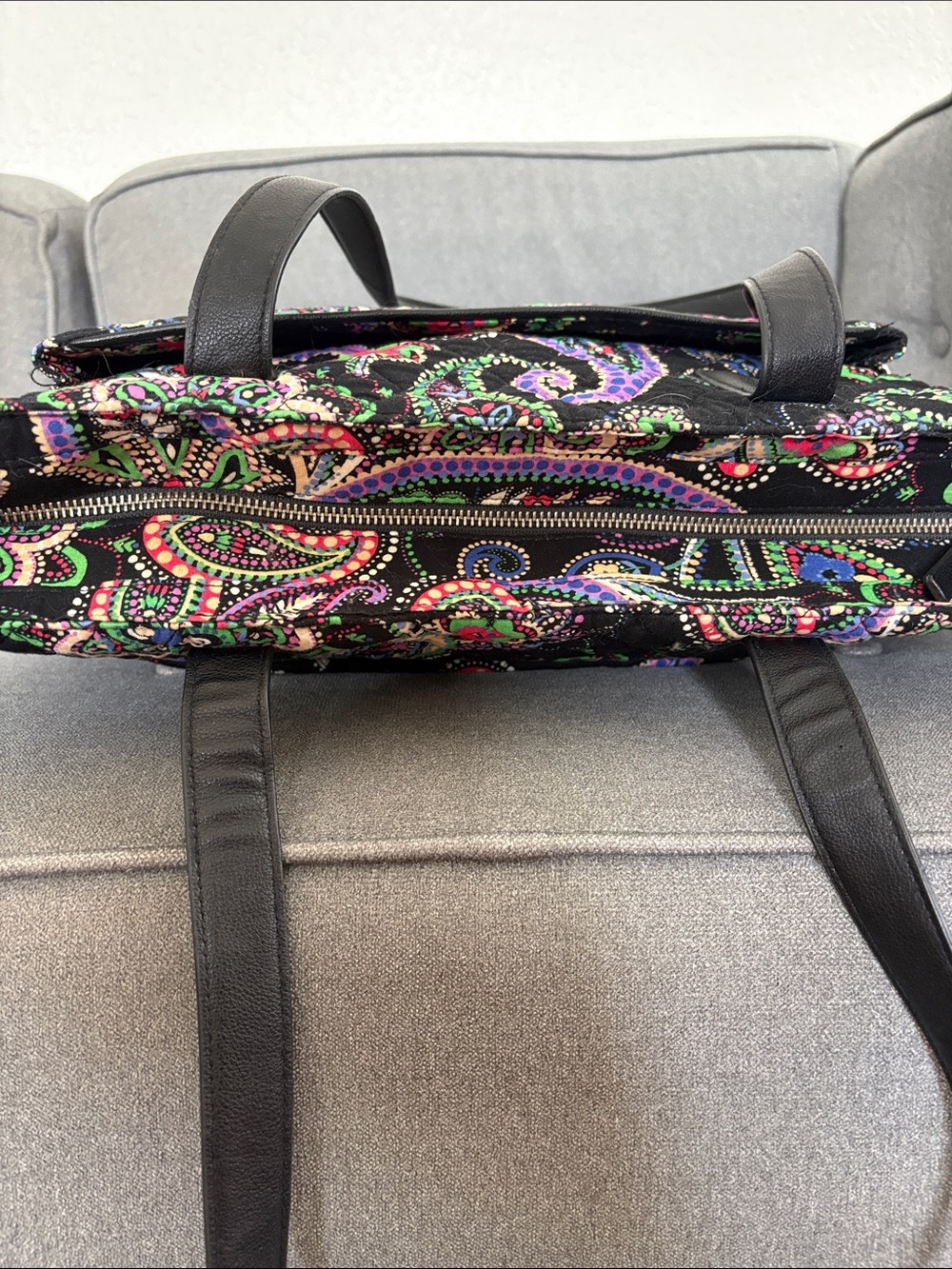 Vera Bradley Kiev Paisley Commuter Laptop Tote Bag Black Quilted Travel - Picture 4 of 6